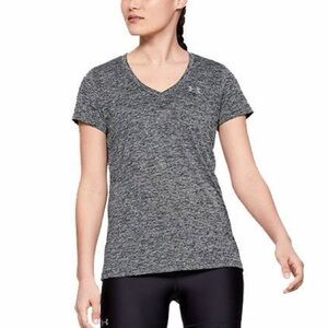Under Armour Women's Heathered Gray Twist Tech V-Neck Short Sleeve Shirt